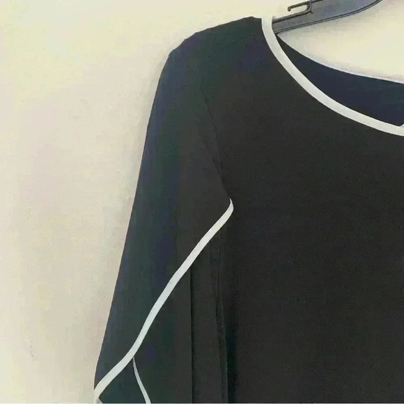 IC by Connie K Contrast Slit Sleeve Key Hole Back Blouse Flowy Stretchy Large - Picture 2 of 12